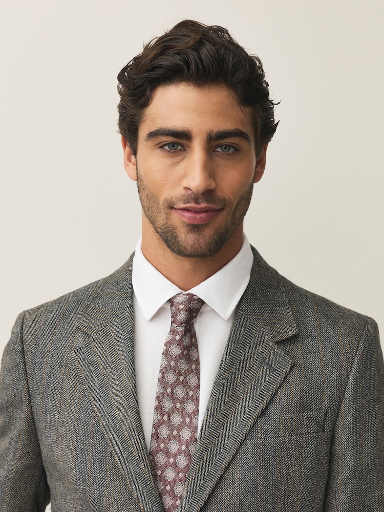 Brown Signature Silk Geometric Tie - Image 2 of 5