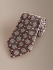 Brown Signature Silk Geometric Tie - Image 3 of 5