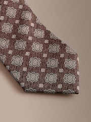 Brown Signature Silk Geometric Tie - Image 4 of 5