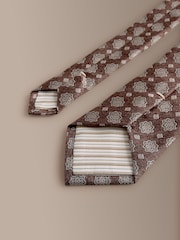 Brown Signature Silk Geometric Tie - Image 5 of 5