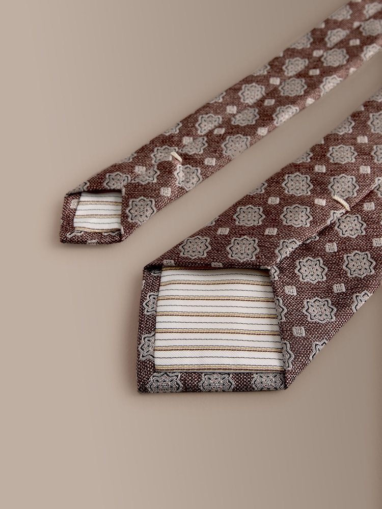 Brown Signature Silk Geometric Tie - Image 5 of 5