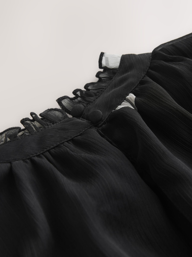 Black Spot Printed High Neck Tiered Occasion Maxi Dress - Image 4 of 4 Black Spot Printed High Neck Tiered Occasion Maxi Dress - Image 4 of 4