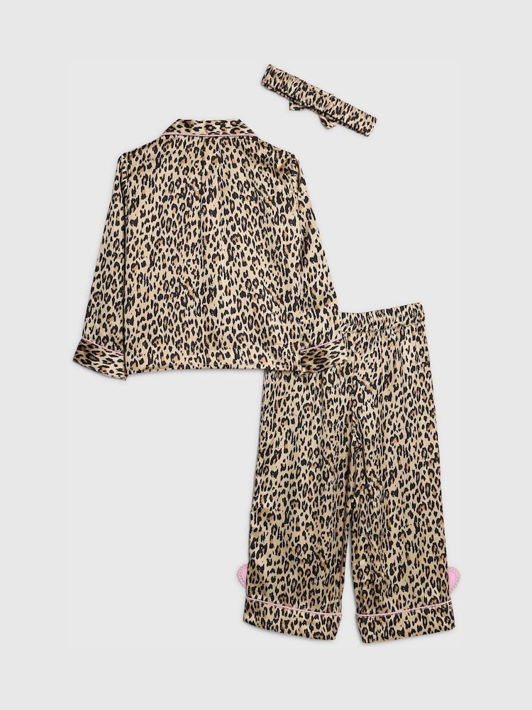 River Island Brown Leopard Heart Placket Pyjamas - Image 2 of 4