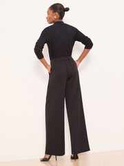 Lipsy Black Button Fly Pleated Wide Leg Trousers - Image 4 of 4