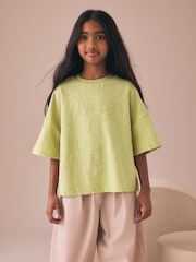 Green Textured Oversized Boxy T-Shirt (3-16yrs) - Image 1 of 8