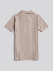 U.S. Polo Assn. Natural Vertical Stripe Texture Zip Polo Shirt - Image 2 of 3