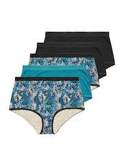 Yours Curve Blue 5 Pack Teal Snake Print  Full Briefs - Image 5 of 7