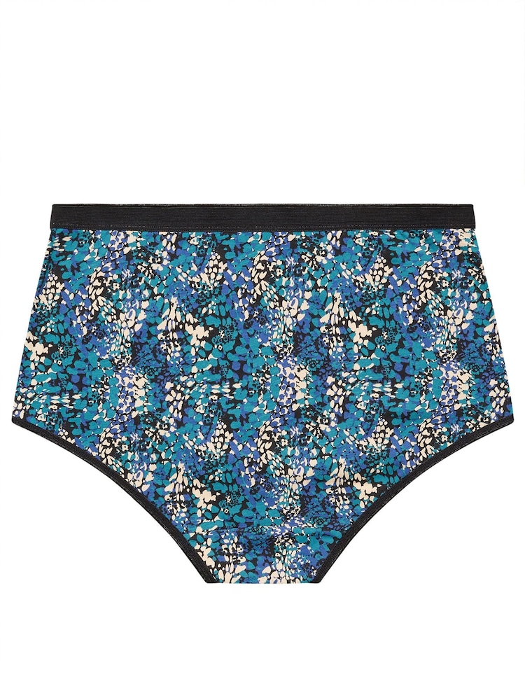 Yours Curve Blue 5 Pack Teal Snake Print  Full Briefs - Image 7 of 7