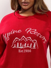 Yours Curve Red Embroidered Slogan Jumper - Image 5 of 6