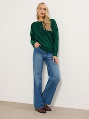 Long Tall Sally Green Cable Knit Jumper - Image 1 of 5