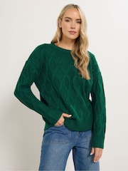 Long Tall Sally Green Cable Knit Jumper - Image 3 of 5