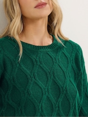 Long Tall Sally Green Cable Knit Jumper - Image 4 of 5