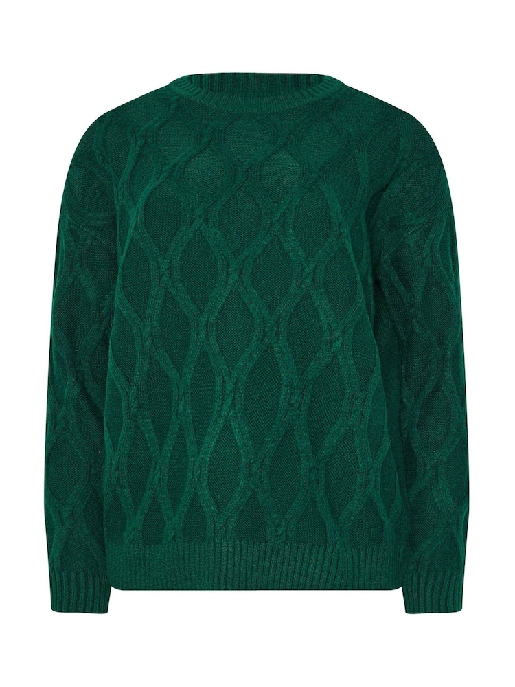 Long Tall Sally Green Cable Knit Jumper - Image 5 of 5