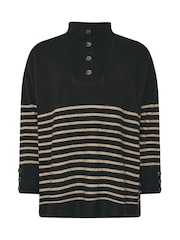 Yours Curve Black Button Through Neck Jumper - Image 5 of 5