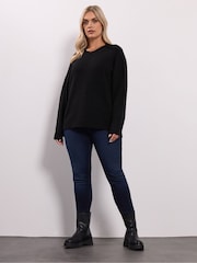 Preto - Yours Curve Drop Shoulder Seam Detail Jumper - Imagem 2 de 5