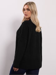 Preto - Yours Curve Drop Shoulder Seam Detail Jumper - Imagem 3 de 5