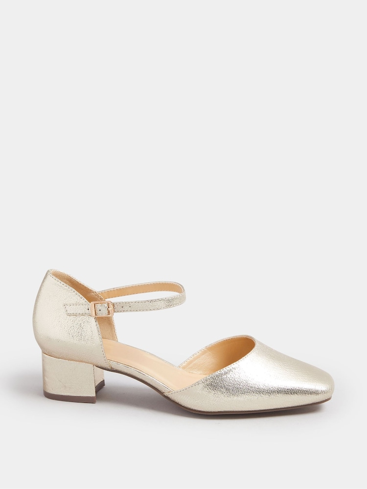 Yours Curve Gold Extra Wide Fit Two Part Mary Jane Shoes - Image 2 of 5
