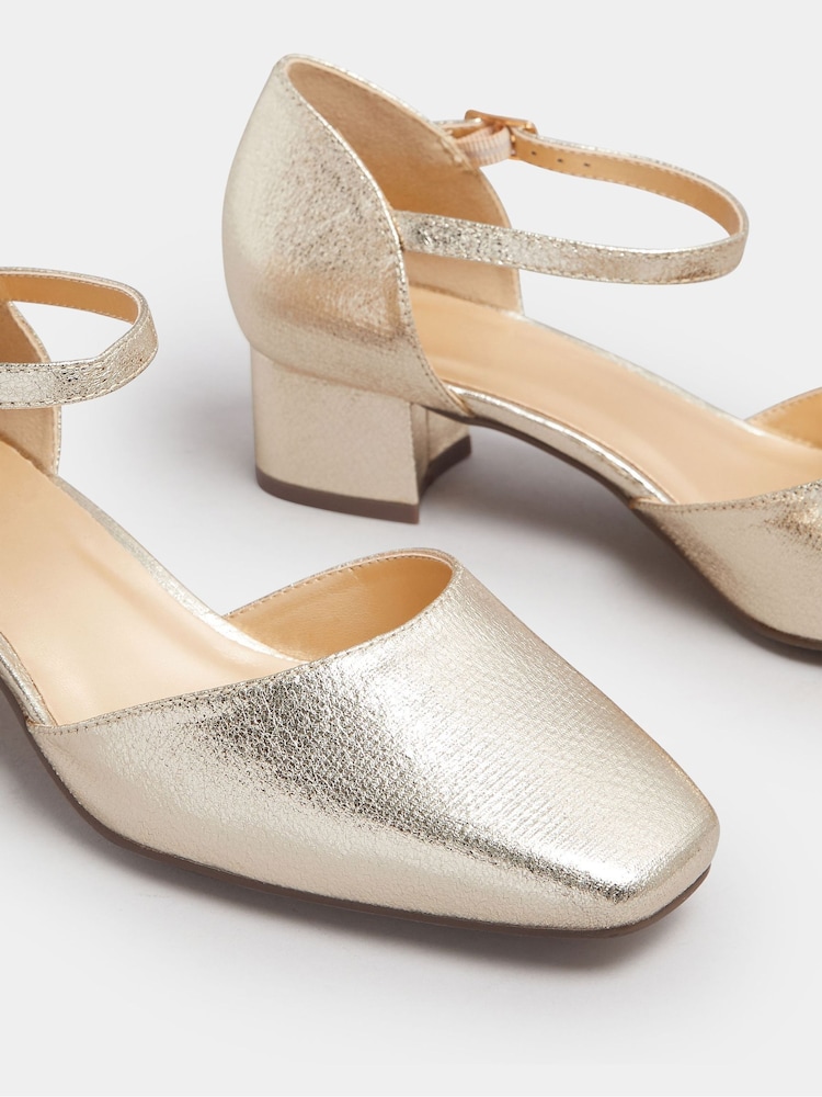 Yours Curve Gold Extra Wide Fit Two Part Mary Jane Shoes - Image 5 of 5