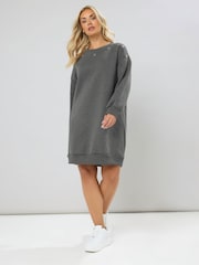 Yours Curve Grey Eyelet Sweatshirt Dress - Image 2 of 5