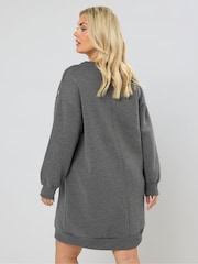 Yours Curve Grey Eyelet Sweatshirt Dress - Image 3 of 5