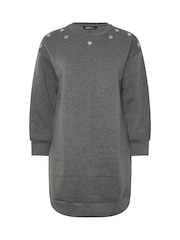 Yours Curve Grey Eyelet Sweatshirt Dress - Image 5 of 5