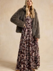 Long Tall Sally Brown Faux Fur Jacket - Image 1 of 5
