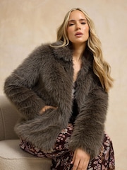 Long Tall Sally Brown Faux Fur Jacket - Image 3 of 5
