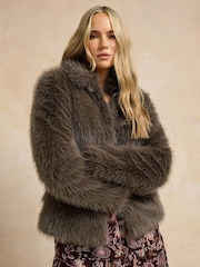 Long Tall Sally Brown Faux Fur Jacket - Image 4 of 5