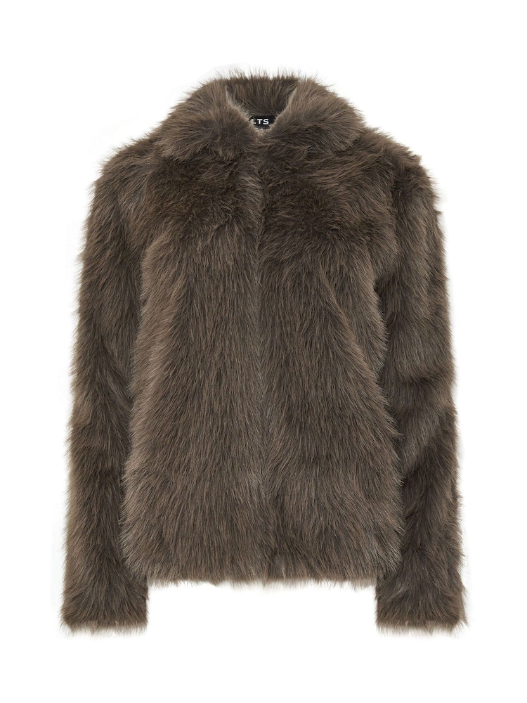 Long Tall Sally Brown Faux Fur Jacket - Image 5 of 5