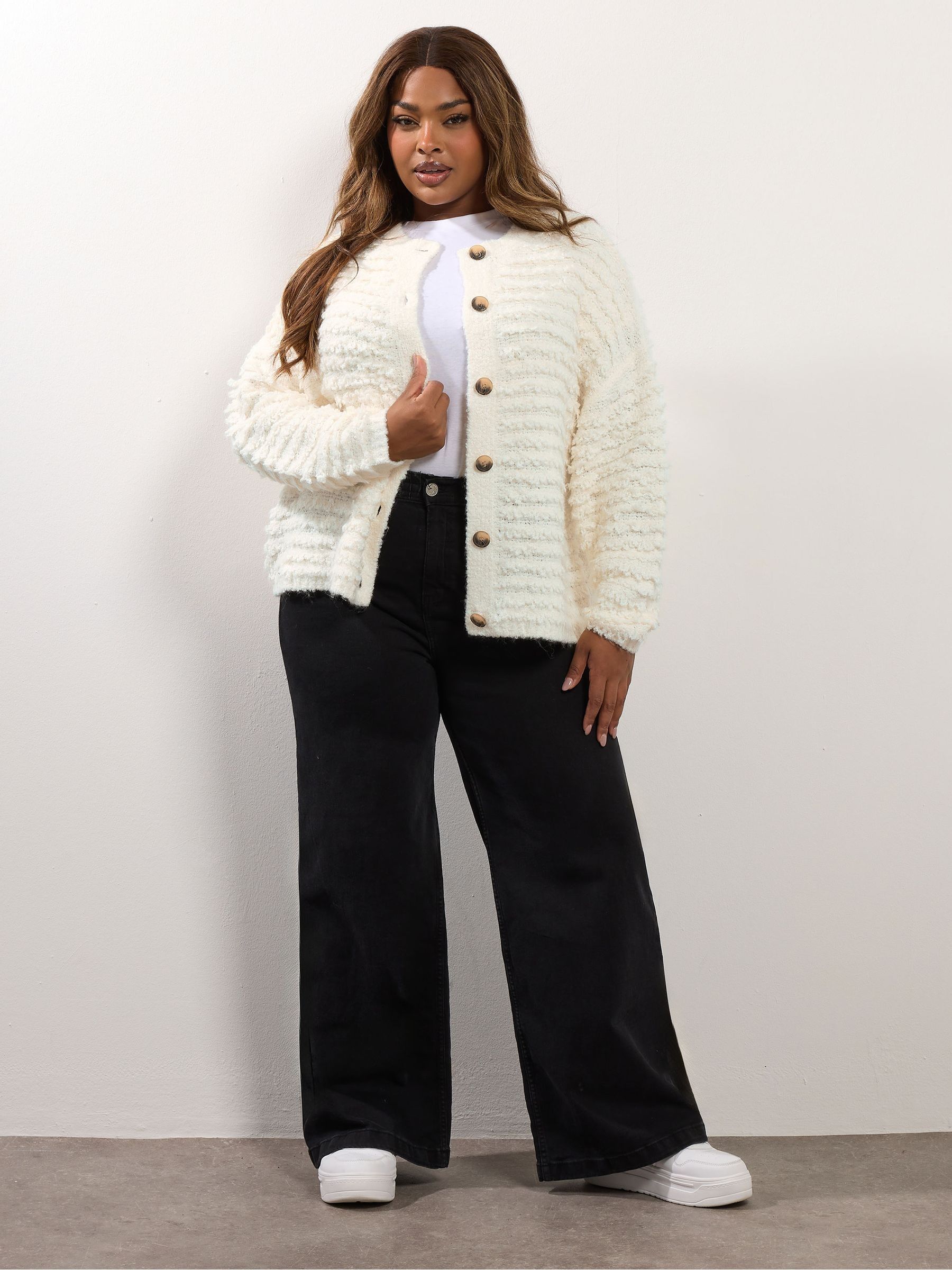 Buy Yours Curve White Boucle Knit Chunky Cardigan from Next USA