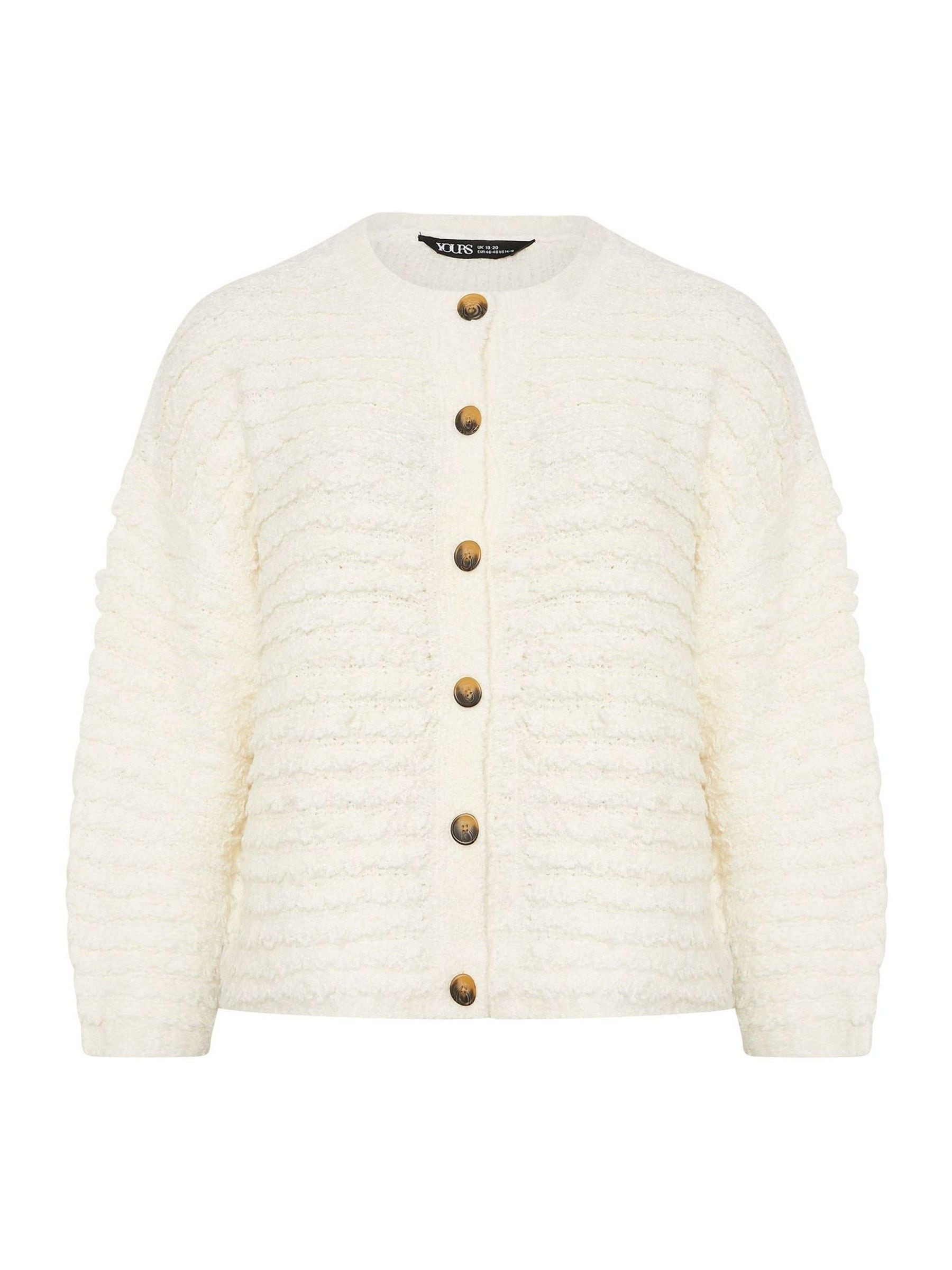 Buy Yours Curve White Boucle Knit Chunky Cardigan from Next USA Buy Yours Curve White Boucle Knit Chunky Cardigan from Next USA
