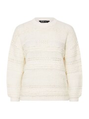 Yours Curve White Boucle Pointelle Knitted Jumper - Image 5 of 5