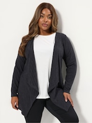 Yours Curve Grey Cut & Sew Waterfall Cardigan - Image 1 of 5