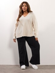 Yours Curve Pink Collared Tipped Jumper - Image 2 of 5