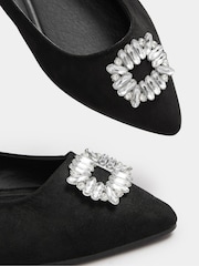 Yours Curve Black Extra Wide Fit Flat Point Diamante Pumps - Image 7 of 7