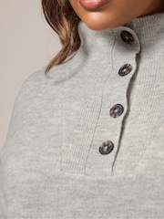 Yours Curve Black Button Through Neck Jumper - Image 4 of 5