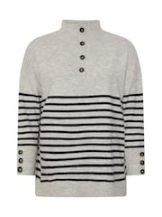 Yours Curve Black Button Through Neck Jumper - Image 5 of 5