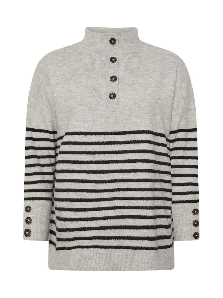 Yours Curve Black Button Through Neck Jumper - Image 5 of 5