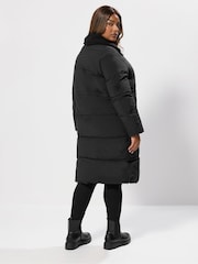 Yours Curve Black Funnel Neck Midi Coat - Image 3 of 5