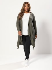 Yours Curve Green Cut & Sew Waterfall Midaxi Cardigan - Image 2 of 5