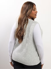 Yours Curve Grey Double Tie Vest Jumper - Image 3 of 5
