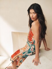 Sarkans abstrakts - Viscose Slip Dress - Attēls 4 no 8