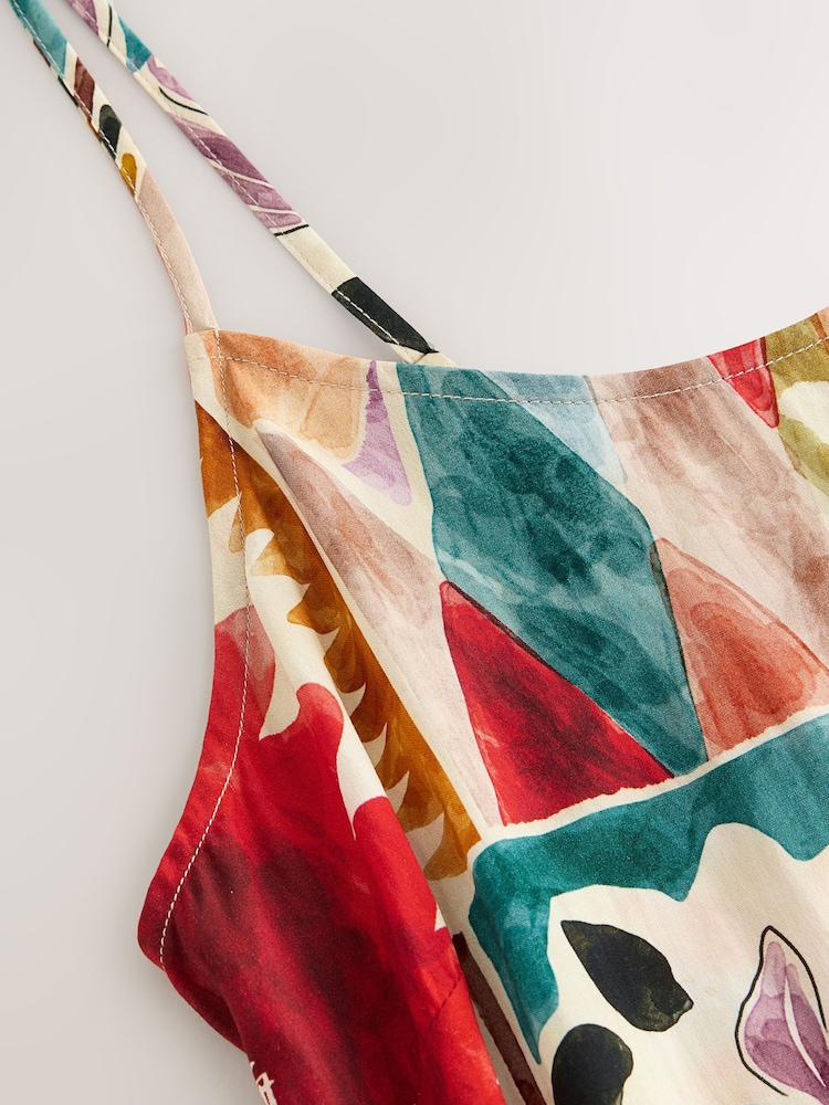 Sarkans abstrakts - Viscose Slip Dress - Attēls 8 no 8