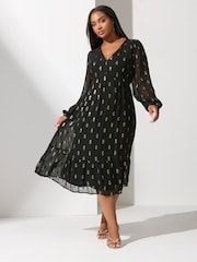 Yours Curve Black London Sequin Boho Smock Dress - Image 2 of 5
