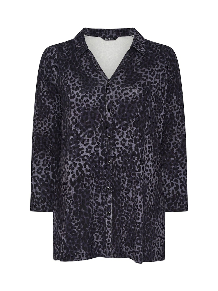 Yours Curve Grey Leopard Shirt - Image 5 of 5