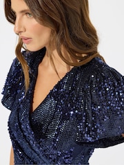 M&Co Mixed Sequin Wrap Shift Dress - Imagem 4 de 5