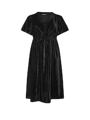 Yours Curve Black Party Velvet Maxi Bow Dress - Image 4 of 5