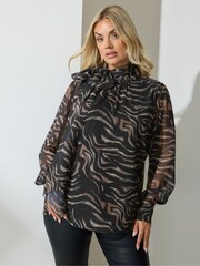 Yours Curve Brown London Dramatic Side Bow Blouse - Image 1 of 5