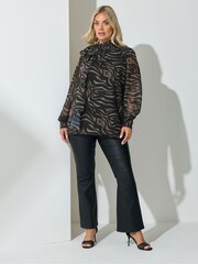 Yours Curve Brown London Dramatic Side Bow Blouse - Image 2 of 5