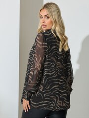 Yours Curve Brown London Dramatic Side Bow Blouse - Image 3 of 5